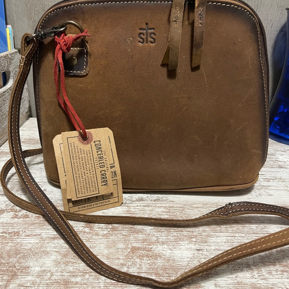 sTs Brown Leather concealed carry Crossbody Bag